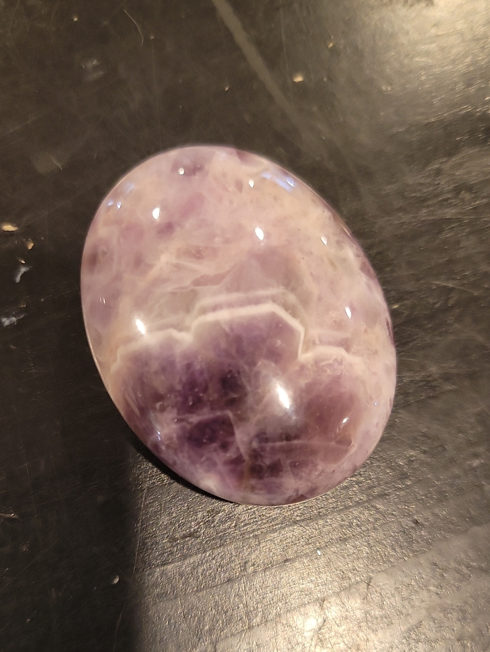 Polished Dream Amethyst Palm Stone - Crystal